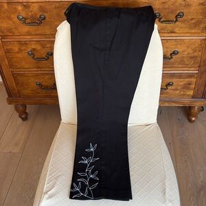 So Blue by Siorid Olson black Capris with embroidered Design